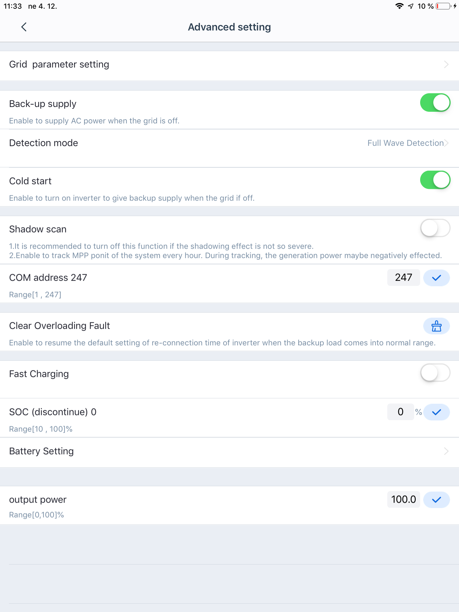 Advanced setting PV master